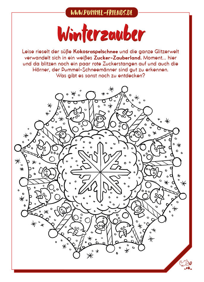Weihnachtliches Einhorn Mandala von Pummel & Friends