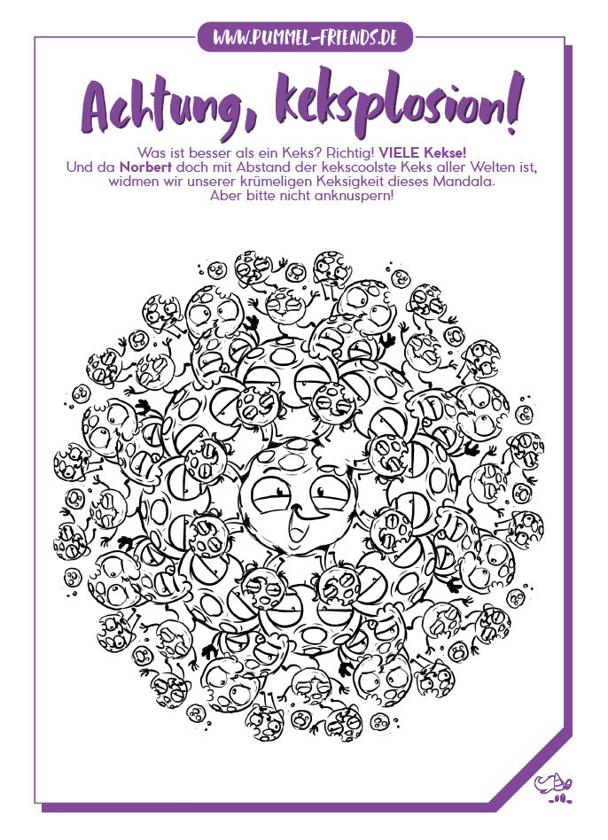Einhorn Mandala mit Keks Norbert zum kostenlosen Download